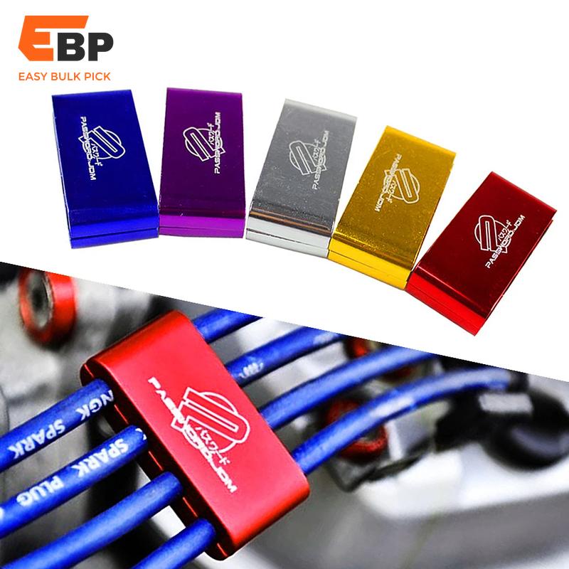 50 pcs Car Ignition Cable Clip Spark Plug Wire Separator for Vehicle Decoration, Aluminum Alloy Line Holder