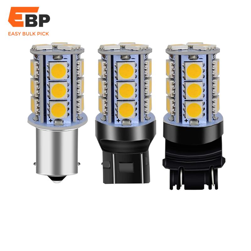 200PCS T20 W21/5W 7443 13 SMD 5050 Pure White LED Bulb for Car Brake, Parking, and Reverse Lights - DC 12V Auto Lighting Solution