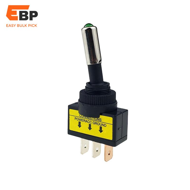 200pcs 12V 20A LED Toggle Switch with 3Pin SPST ON/OFF for Cars, RVs, and Boats - Available in Red, Green, Blue, Yellow