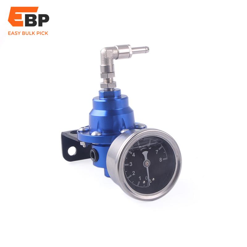 Universal Adjustable AN6 1/8NPT Fuel Pressure Regulator with Original Gauge - Tomei Type Aluminum RS-FRG003 for Automotive Modification