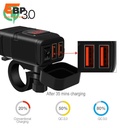 25 pcs Dual USB Motorcycle Charger 12V Fast Charging with Waterproof Design and Digital Voltage Meter