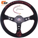 5 pcs Universal 13.6" Racing Steering Wheel 6-Bolt Suede Grip with Horn Button for Cars, Boats, and Trucks