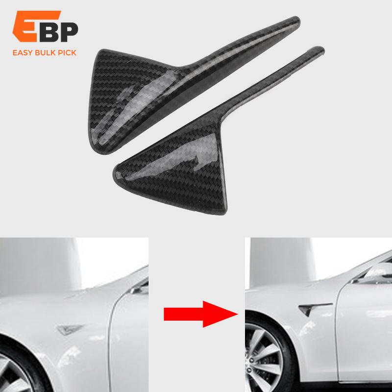 20 pairs Carbon Fiber Style Fender Decorative Sticker and Side Camera Protective Cover for Tesla Model 3/Y (2017-2021)