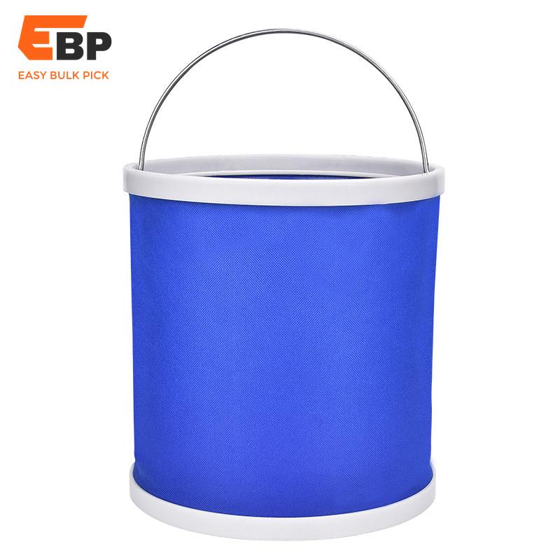 10 pcs Durable 11L Portable Foldable Water Bucket for Car Washing, Camping, and Fishing - Blue Oxford Fabric