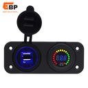 20 pcs DIY Waterproof Dual USB Car Charger Adapter with 4.2A Output and LED Voltmeter Panel for 12V/24V Motorcycle, Boat, and RV