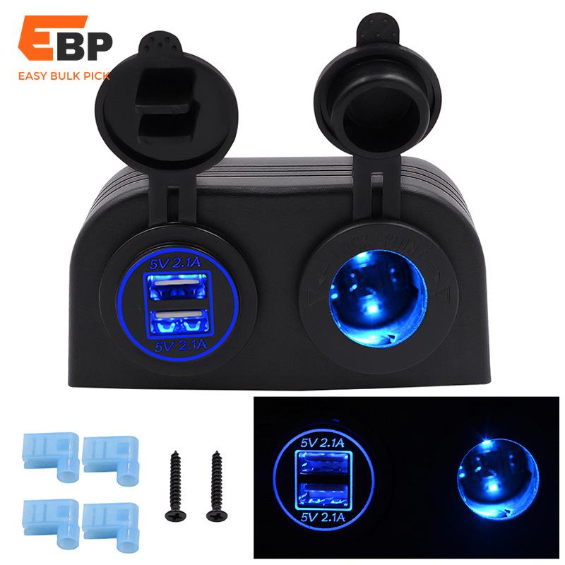 20 pcs Universal 4.2A Dual USB Car Charger with Illuminated Socket for RVs, Boats, and Bikes - Waterproof Mobile Backup Power Adapter