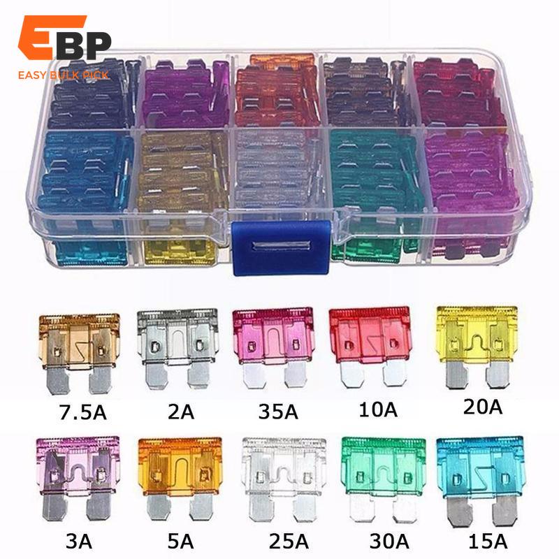 40 sets 100PCS Auto Fuse Assortment Set 2A 3A 5A 7.5A 10A 15A 20A 25A 30A 35A with Clip, Car Fuses for Automotive Use