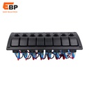 10 pcs 8 Gang Waterproof Rocker Switch Panel for Jeep, Boat, and Marine Use - 12V/24V On-Off 5pin LED Switch Set with Stickers