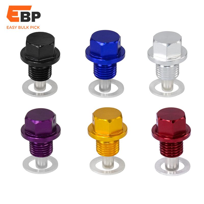 100 pcs Magnetic Oil Drain Plug & Sump Nut for M12x1.5, M12x1.25, M14x1.5 - Available in Various Colors - Aluminum Alloy Transmission Drain Screw