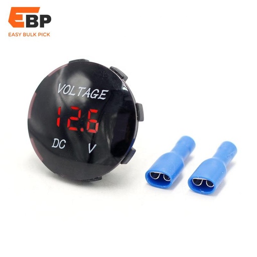 100 pcs DC 5V-48V Mini Waterproof Digital Voltmeter for Car, Motorcycle, ATV, Boat - LED Round Display Voltage Tester 12V 24V