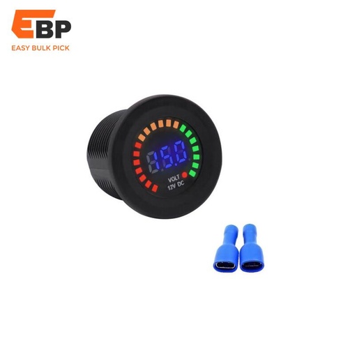 50 pcs Universal Digital Voltmeter for Cars, Trucks, and Boats - 5-15V Colorful LED Voltage Meter with Measuring Tool for Automotive Use