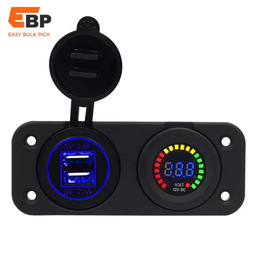 20 pcs DIY Waterproof Dual USB Car Charger Adapter with 4.2A Output and LED Voltmeter Panel for 12V/24V Motorcycle, Boat, and RV