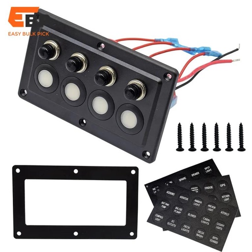 10 pcs 4-Position Touch Control Panel Overload Protection Switch with Indicator Light for RVs, Cars, and Yachts 12-24V