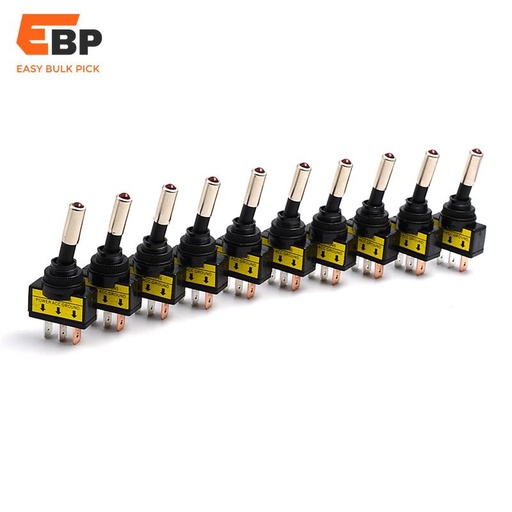 25 sets 10pcs 12V 20A LED Toggle Switch with 3 Pins for Motorcycle, Car, Boat - Red Automotive Accessory
