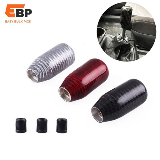 20 pcs 3 Colors Carbon Fiber Manual Gear Shift Knob for Honda and Toyota Vehicles – Cylindrical Shifter Lever Accessory