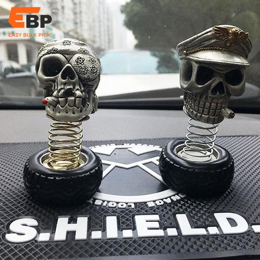 25 pcs Rotating Skull Head Car Ornament - Cartoon Decor for Interior - Solar Wobble Design - Perfect Halloween Car Accessory