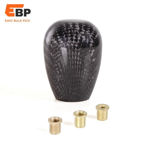 25 pcs Universal Carbon Fiber Short Oval Gear Shift Knob with Adapter for Automatic Cars - JDM Style in Black, Red, and Silver