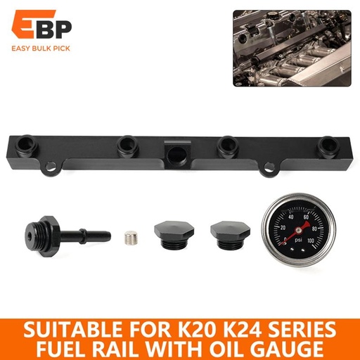 10 pcs K Series High-Performance Fuel Rail Kit with Pressure Gauge for Honda Civic Acura K20 K24 Engines - Easy Installation