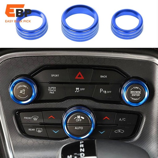 50 sets Air Conditioning Knob Cover Ring for Dodge Challenger and Durango 2015-2020, Decorative Volume Switch Accessory