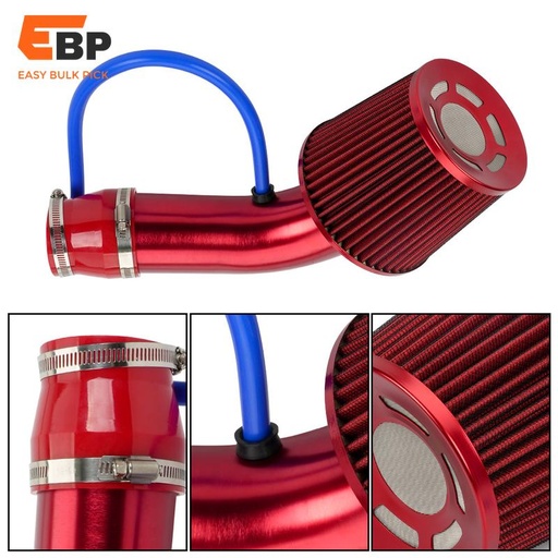 10 pcs 76mm 3-Inch Cold Air Intake System with High Flow Cone Air Filter and Turbo Induction Pipe Kit for Car Modification