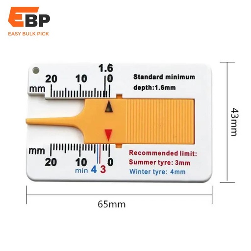 200pcs 0-20mm Plastic Tire Tread Depth Gauge Caliper for Car, Motorcycle, Caravan and Trailer - Portable Measuring Tool by DHL or FedEx