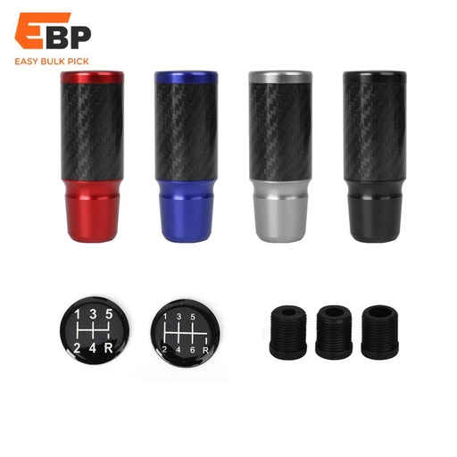 20 pcs 5/6 Speed Carbon Fiber Gear Shift Knob Aluminum Universal M8 M10 M12 for Manual Transmission Lever