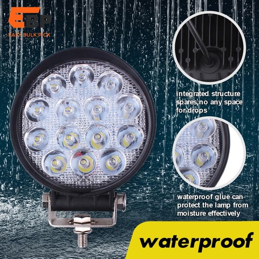 10 pcs Round Super Slim Waterproof LED Work Light for Offroad Vehicles, Trucks, and SUVs - 126W, Ideal for Driving and Repair Tasks