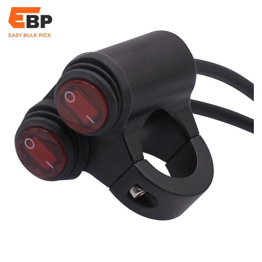 25 pcs 12V 10A Waterproof Motorcycle Handlebar Headlight Switch with Indicator Light, Dual Button Control for Dirt Bike and Scooter, 22mm Compatible