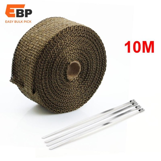 10 pcs 10M Motorcycle Exhaust Heat Wrap Tape for Exhaust Headers and Downpipes - Thermal Insulation and Sound Dampening, Fire Resistant Accessory