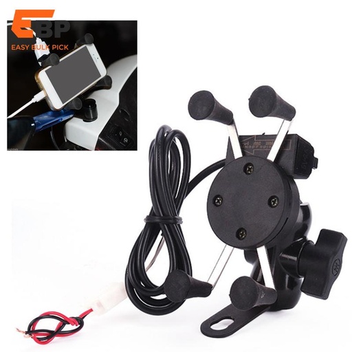 10 pcs Besegad Motorcycle Phone Mount with USB Charger, 360-Degree Rotation for 3.5 to 6 Inch GPS, Direct Supply Electric Bike Holder