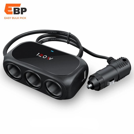 50 pcs 120W 3-in-1 Dual USB Car Cigarette Lighter Adapter 12V 24V Splitter LED Fast Charging Car Charger for iPhone GPS Dashcam
