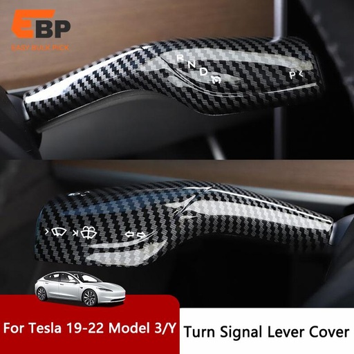 30 pcs Carbon Fiber Gear Shift Lever Sleeve and Steering Wheel Wiper Paddle Cover for Tesla Model 3/Y Interior Upgrade